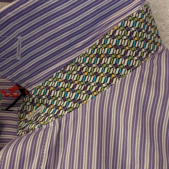 Robert Graham Purple White striped button up dress shirt 3XL - Picture 4 of 16